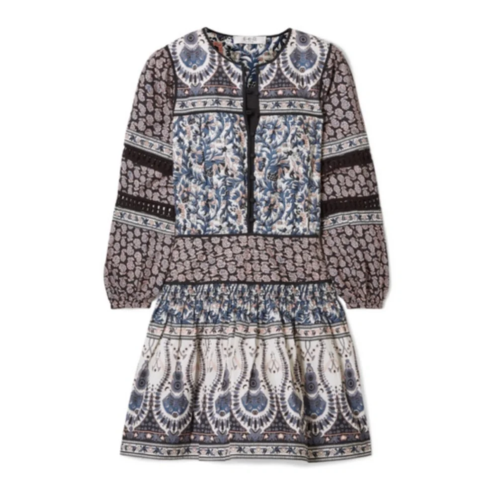 Sea NY • Gemma Long Sleeve Peasant Dress in Blue - Picture 4 of 9